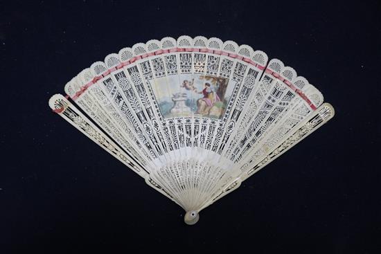 A French brise fan, A Chinese paper fan and 2 others